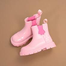 Girls' Princess Style Chelsea Rain Boots, Elastic Band Short Shaft Non-Slip Thick Sole Waterproof Water Shoes - Baby Pink - View 18