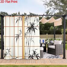 1pc/2pcs Outdoor Curtains, With Hooks, Ink Wash Bamboo Print, Machine Washable, Suitable For Gazebo, Patio And Garden - Printing - View 15