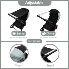 Universal Stroller Sunshade With UPF50+ Protection, Wind And Water Resistant, Suitable For Most Baby Strollers. - Grey - View 7
