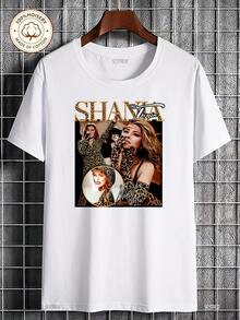 Women Tee Retro Summer Letter Short Sleeve Breathable Cotton For Outdoor Garden Party Daily Wearmichael Jackson Camisa Da  C9XV - White - View 1