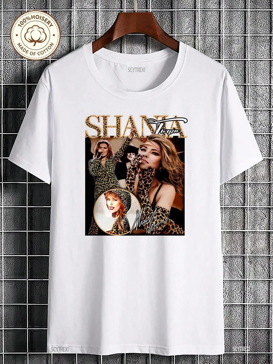 Women Tee Retro Summer Letter Short Sleeve Breathable Cotton For Outdoor Garden Party Daily Wearmichael Jackson Camisa Da C9XV - White - View 1