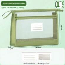 Double-Layer Themed A4 Transparent Mesh File Storage Bag With Zipper, Handheld Tote Bag For Elementary, Middle And High School Students, Large Capacity For Exam Papers, Themed Materials, Books And Homework, Upgraded Craftsmanship, Zipper Head Style, Back To School Essential - Multicolor - View 3