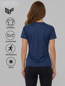 Women's Gym Set: DRY FIT T-Shirt + Fitness Sports Shorts - Premium Lightweight And Comfortable Gym Kit - 藏蓝色 - 查看 4