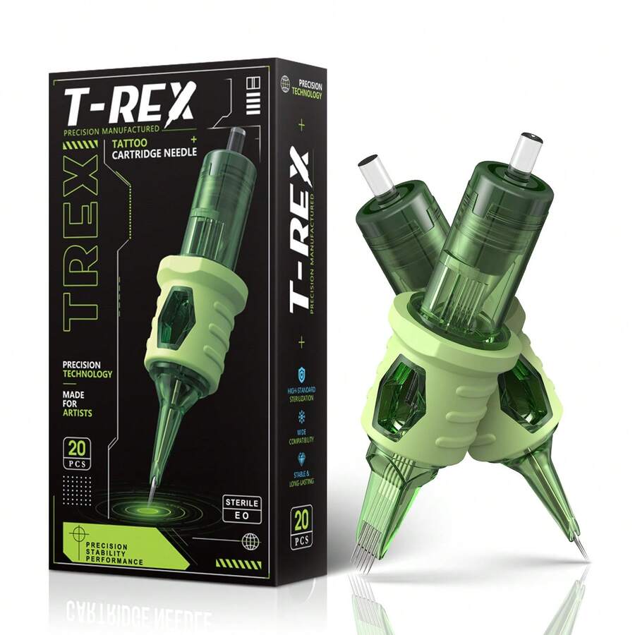 T-REX 20支/盒 高級無菌紋身針筒 醫療手術級不鏽鋼一次性紋身針筒 RL/RS/ #10 #12 尺寸 專業紋身師用品
