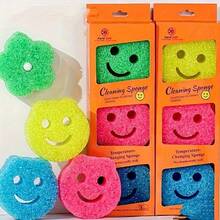8/4/3/1pc Multi-Color Smiling Face/Flower Sponge, Surface Color Coded (Pink, Yellow, Green, Blue), With Hanging Hole. This Multi-Functional Household Cleaning Cloth Can Easily Meet Various Daily Cleaning Needs. - A - View 1