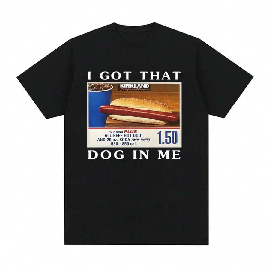 I Got That Dog In My Costco Graphic T-Shirt  Hot Dog Terrier T-Shirt Men And Women Vintage Style Short Sleeve T-Shirt Cosplay - As Shown In the Figure - View 1