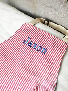 Customized Personalized Apron, Embroidered Apron With Customizable Name, Striped Apron With Pockets | Suitable For Cooking Parties | Birthday Gift - Multicolor - View 5