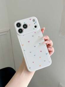 1 pieza Funda de teléfono suave de TPU blanca con ventana grande anti-caída, impresa con UV con patrón de corazones coloridos, compatible con iPhone 11/11 Pro Max/12/12 Pro/12 Pro Max/13/13 Pro/13 Pro Max/14/14 Pro/14 Pro Max/14 Plus/15/15 Pro/15 Pro Max/15 Plus/16/16 Pro/16 Pro Max/16 Plus/17/17 Pro/17 Pro Max - Multicolor - Ver 2