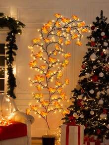1pc 96 LED Maple Vine Fairy Lights, USB Powered, 8 Lighting Modes, Flexible Maple Leaf String Lights, Autumn Indoor Decoration, Suitable For Living Room And Bedroom, Halloween Party Atmosphere Light - Maple Leaf - View 7