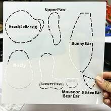 1件 DIY 手作泰迪熊娃娃圖紙，手作娃娃模板，適合初學者的簡單縫製圖紙，簡單 DIY 模板（僅含縫製模板，不含娃娃，不含縫製材料包） - 小熊CR490 - 查看 9