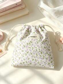 Cute Floral Drawstring Storage Bag Small Fabric Makeup Pouch Portable Jewelry Lipstick Coin Purse Kawaii Mini Travel Storage Sack For Women Daily Use - Multicolor - View 18