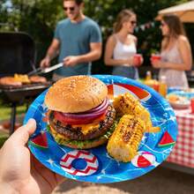 73/25/16pcs Summer Pool Theme Party Disposable Plates, Napkins, Cups Set, Party Supplies For 16 Guests, Disposable Paper Plates Party Tableware Suitable For Birthday, Wedding, Party, Family Picnic - Swimming Pool - View 4