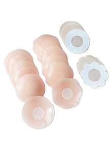 10pcs Reusable Nipple Covers, Round Seamless Invisible Self-Adhesive Bra Cups, Non-Slip Backless Nipple Covers, Suitable For Various Occasions - Multicolor - View 10