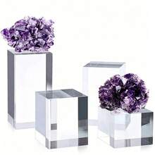 4pcs Acrylic Display Stands, Figurine Display Racks, Transparent Desktop Jewelry Perfume Display Storage Racks, Suitable For Crystal Caves, Rocks, Small Collectibles Display Blocks - one-size - View 1