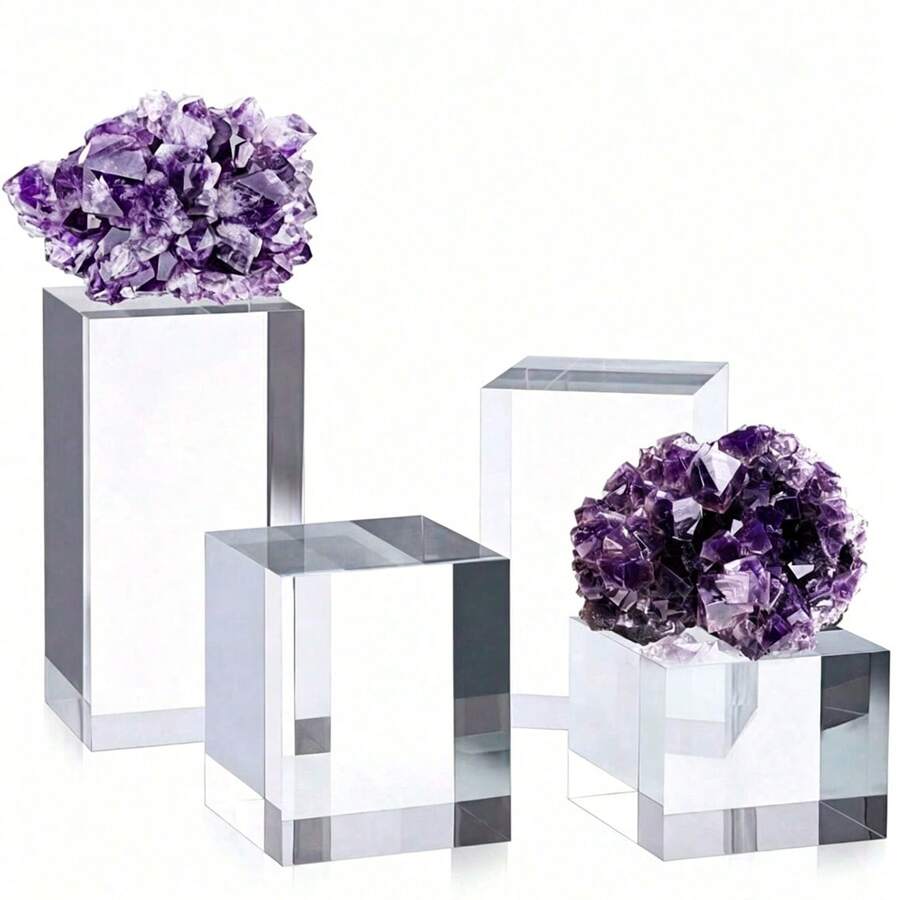 4pcs Acrylic Display Stands, Figurine Display Racks, Transparent Desktop Jewelry Perfume Display Storage Racks, Suitable For Crystal Caves, Rocks, Small Collectibles Display Blocks - one-size - View 1