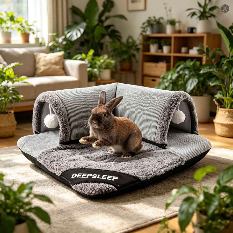 Tempat Tidur Terowongan 3-in-1 yang Nyaman untuk Hewan Peliharaan, Cocok untuk Kucing dan Anjing, Dihiasi dengan Ornamen Tanduk dan Liontin Bola, Cocok untuk Kucing, Anjing Kecil, Kelinci, dan Hamster, Desain Lubang Besar untuk Kebebasan Bergerak, Cocok untuk Hewan Peliharaan Kecil