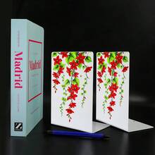 2 Pieces Book Holder, Metal Shelf, White Printed Decorative Shelf, Non Slip Heavy-Duty Shelf, Book, Magazine Or CD Storage Box, Suitable For Home And Office Use. - Printing - View 6