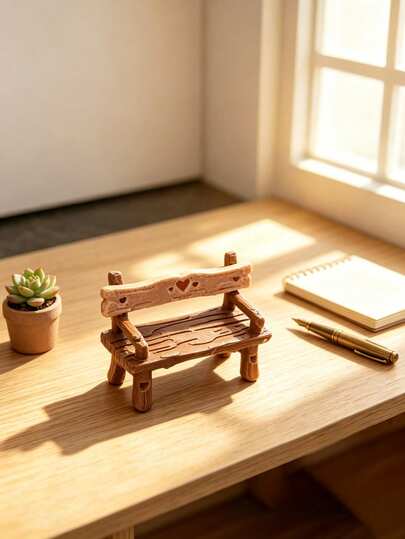 1pc Mini Casual Chair, Fairy Garden Accessory Mini Chair, Micro Landscape Decoration DIY Handmade Gift, Suitable For Dollhouse, Fairy Garden Accessory, Mini Stool Decoration, Realistic Furniture, Used For Micro Landscape, Dollhouse Chair, Mini Park Bench