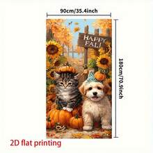 2D Curtains Autumn Decorative Curtains Pet Pumpkin Hat Cat And Dog Pattern Multiple Autumn Design Curtains Decoration Suitable For Thanksgiving Halloween Harvest Party Autumn Door Flags Multiple Styles Available - Multicolor - View 5