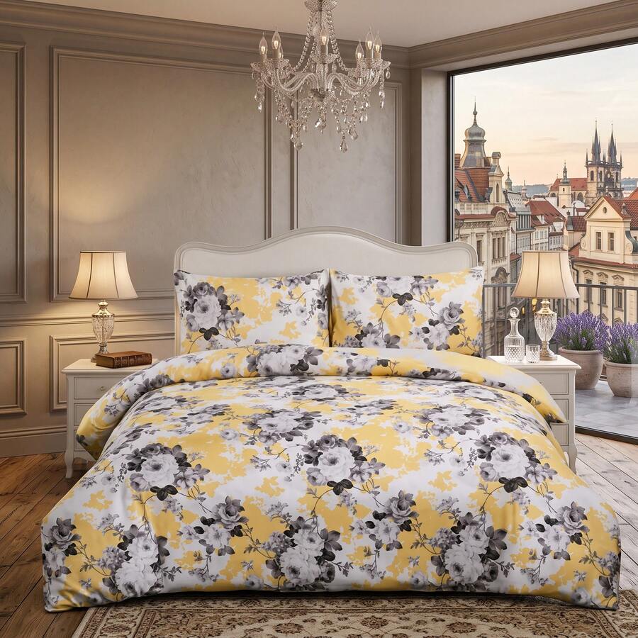 H&R Premium 3Pcs Cotton Duvet Cover Set Hypoallergenic, Breathable & Soft For Ultimate Night Comfort