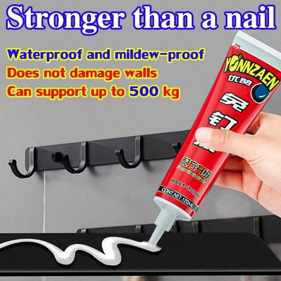 Strong Nail-Free Adhesive, Waterproof High-Strength Bonding Glue For Wall Installation, Suitable For Tiles, Wood, Metal, Bathroom, Kitchen, Super Glue