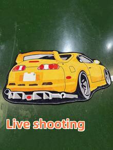 1pc, Summer New, Yellow Sports Car Shaped Rug, Perfect For Bedroom, Living Room Decor, Decorative Rug, Bedroom Decor, Small Rug, Rug, Home Decor, Living Room Rug, Living Room Small Rug, Bedroom Rug, Living Room Home Decor, Outdoor Rug, Washable Rug - Multicolor - View 7