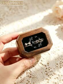 Customized Wooden Ring Bearer Box, Personalized Walnut Wedding Ring Box, Engraved Double Ring Box, Proposal Ring Holder - Multicolor - View 9