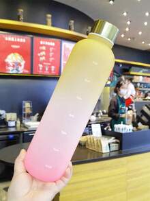 1件 1000ML 戶外運動水壺，適合女性/男性，黑色極具吸引力的漸層色水杯，大容量塑膠便攜水杯，適用於戶外健身露營便攜旅行杯 - 橙粉 - 查看 6