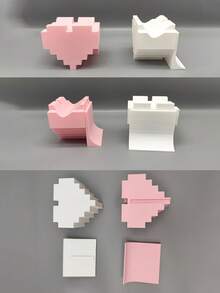 Pixel Heart Game Controller Display Stand, Pink & White Retro Pixel Style Gamepad Holder, Stable Anti-Fall Base, Desktop Decoration Storage Rack, Cute Gaming Room Desktop Decor - Multicolor - View 5