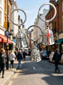 1pc Punk Vintage Style Bell, Zinc Alloy Embossed Pattern, Lucky Amulet Pendant. Suitable For Motorcycle, Bicycle, Pet, Backpack, Key Chain Decoration - Multicolor - View 5