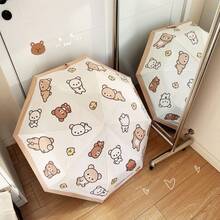 San-X Rilakkuma Cute Cartoon Authentic Relaxed Bear Foldable Dual-Use Sun & Rain Umbrella For Students, Black Coating UV Protection - Multicolor - View 6
