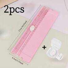 2 PCS Paper Dual-Direction Sliding Cutter, Paper Trimmer, With Replacement Blades, Mini Scrapbook Cutting, Photo Cropping Machine, First Day Of School - Multicolor - View 11