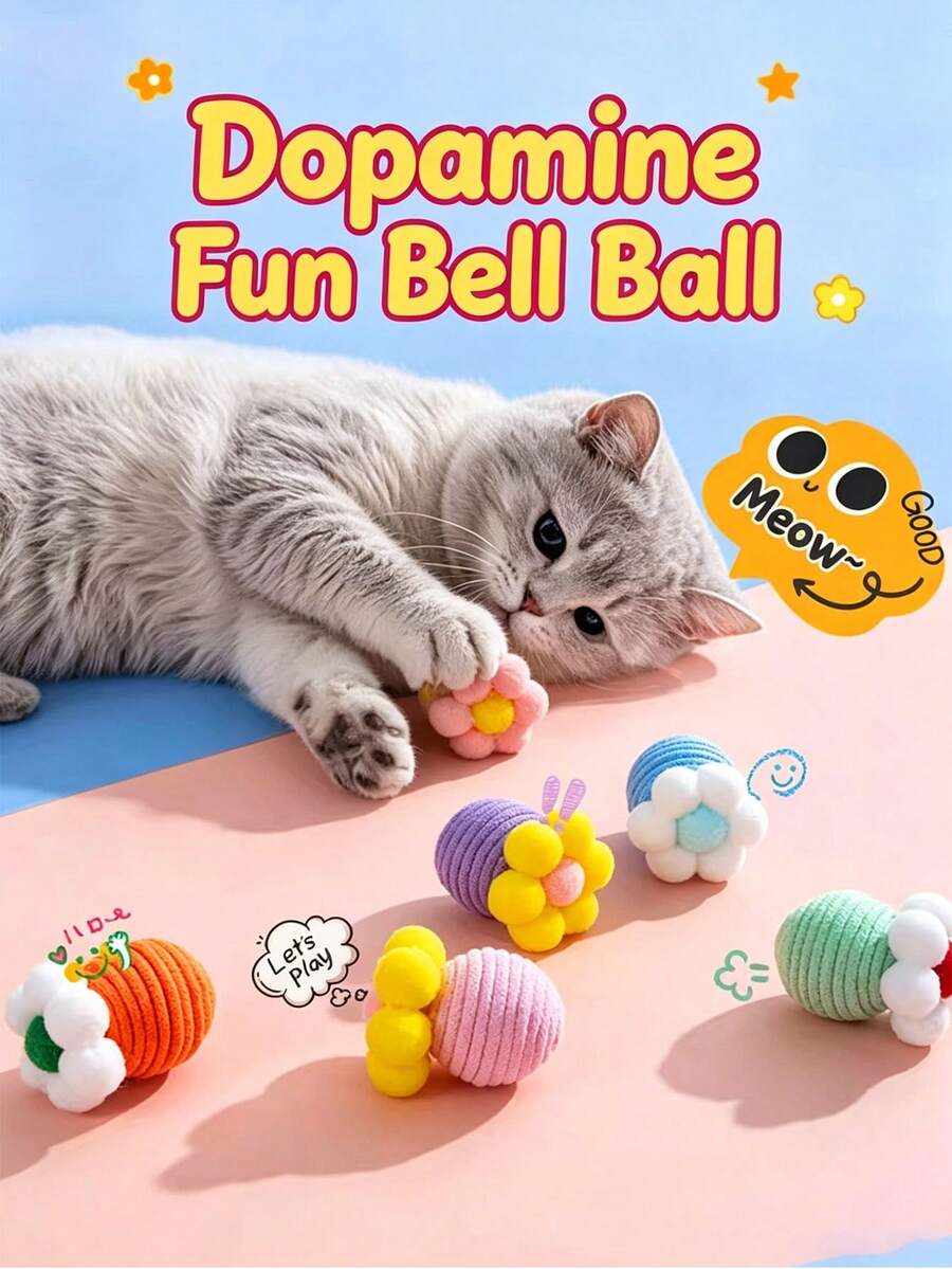 1pc Cat Toy Ball, Self-Entertainment Boredom Relief Cat Teaser Stick, Cotton Rope Teeth Cleaning Toy, Suitable For Kitten Physical Exercise Cat Supplies
