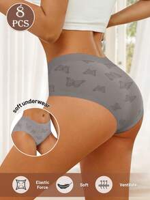 MIOTAN 8 piezas de bragas de cintura baja para mujer, bragas triangulares cómodas, transpirables, estampadas y sexys - Multicolor - Ver 3