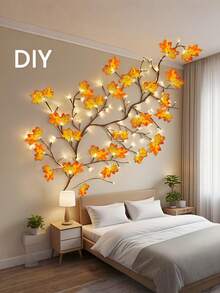 1pc 96 LED Maple Vine Fairy Lights, USB Powered, 8 Lighting Modes, Flexible Maple Leaf String Lights, Autumn Indoor Decoration, Suitable For Living Room And Bedroom, Halloween Party Atmosphere Light - Maple Leaf - View 5