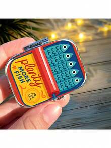 1pc Vintage Herring Theme Metal Pill Box Storage - 2 Compartment Ocean Theme Medication Storage Box With Herring Design, Portable And Durable, Suitable For Home, Travel, Wallet - Unique Gift For Herring Lovers, Wallet Pill Box, Travel Medication Storage - Multicolor - View 10