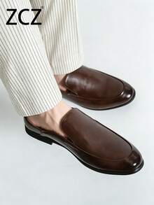 ZCZ Sandal Kasual Slip-On Pria Warna Cokelat dengan Ujung Tertutup - Coklat - View 5