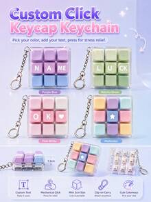 1pc Personalized Name Keychain, Mechanical Keyboard Keycap Fidget Toy, ASMR Cherry MX Switch Pendant, Gift For Him - Multicolor - View 7