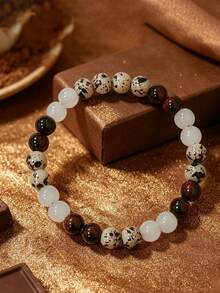 YAUKIA Boho White Jade Healing Bracelet , Communication , Represents Strength , Balance , Resilience , Yoga Prayer Meditation Jewelry - Multicolor - View 2