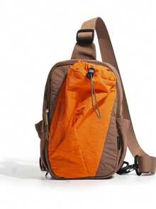 Summer Colorblock Outdoor Women's Chest Bag, Lightweight Drawstring Water Bottle Pocket Crossbody Bag, Hiking Trekking Commuting Casual Versatile Niche Techwear One Shoulder Small Backpack - Multicolor - View 9