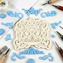 1 buah Cetakan Silikon Tanah Liat Dekoratif Pola Relief Eropa Retro, Cetakan Silikon untuk Membuat Aksesori Dekoratif DIY, Cocok untuk Kreasi Artistik Buatan Tangan, Dekorasi Tanah Liat Tetes Resin, Mudah Dilepas dari Cetakan, Cetakan Silikon yang Dapat Digunakan Kembali. - Krem - View 6