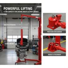 Manual Lift Cylinder 8 Tons Capacity For Garage Shop Cranes Engine Hoist Single Piston Pump Clevis Base Manual Handle Red-XY740858 - Multicolor - View 3