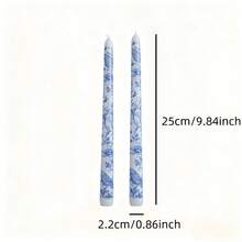 2pcs French Floral Print Taper Candles, Blue And White Pattern Decorative Table Candles, Smokeless Soy Wax, Suitable For Home Decor, Party, Gathering, Holiday, Banquet, Ideal For Thanksgiving, Christmas And Halloween - Multiple Styles - View 11