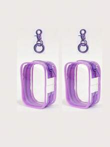 Portable Waterproof Charger Storage Bag, Earphone Travel Data Cable Storage Bag, Plush Doll Dust-Proof Storage Bag, PU Transparent Portable Travel Storage Bag, Jade Transparent Protective Case, Colorful Square With Lobster Clasp, Suitable For Vacation, Travel, Business Trip, Commute, School, Daily Use, Can Be Paired With Different Types Of Bags. - Multicolor - View 22
