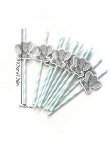 40/20/10pcs Elephant Shaped Straws, Jungle Animal Party Straws, Beverage Straws, Party Favors, Suitable For Bachelor Party, Wedding Party, Kitchen, Kitchenware Gifts, Tableware, Birthday Party, Wedding - Multicolor - View 3