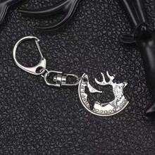 2pcs/Set Separable Deer Head Keychain, Interlocking Morgan Silver Coin Puzzle Pendant, Vintage Gothic Style Coin Charm, Matching Car Key Accessories For Couples - 2 Deer Heads - View 7