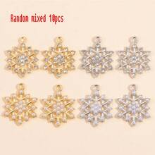 10Pcs Snowflake Series Pearl & Rhinestone Alloy Snowflake Pendants, Suitable For DIY Jewelry Making, Necklace Bracelet Earring Accessories, Christmas Holiday Decoration Gifts - Multicolor - View 17