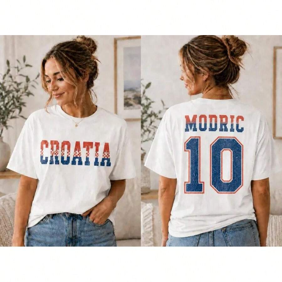 Luka Modric Croatia Shirt Croatian Football Legend Tee Modric 10 Fan Gift Hrvatska Soccer T-Shirt - 白色 - 查看 1