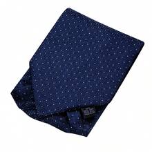 Navy Blue Tiny Square Texture Ascot Cravat, 3 Piece Coordinated Set Ideal For Office Work Includes Hanky Cufflinks - Blue - View 5