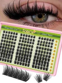 FQBFQB 180 cụm lông mi giả gai nhọn tự nhiên, bông xốp, mềm mại, 10-16mm, độ cong D, lông mi giả cụm rời, phù hợp cho người mới bắt đầu, dùng hàng ngày và du lịch - D - Xem 1